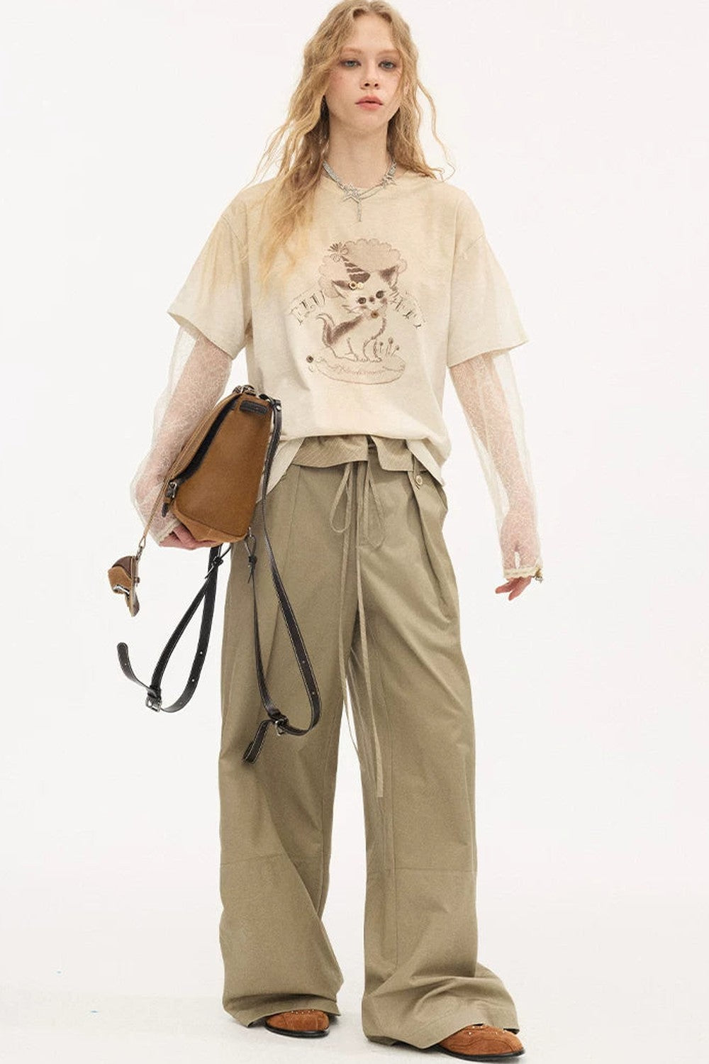 Vintage Distressed Kitten Print Tee