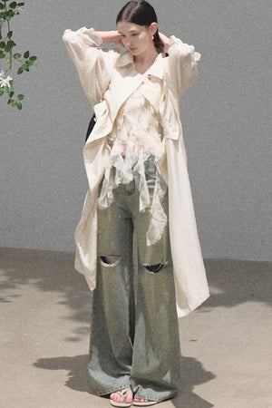 Vintage Distressed Ripped Denim Long Pants