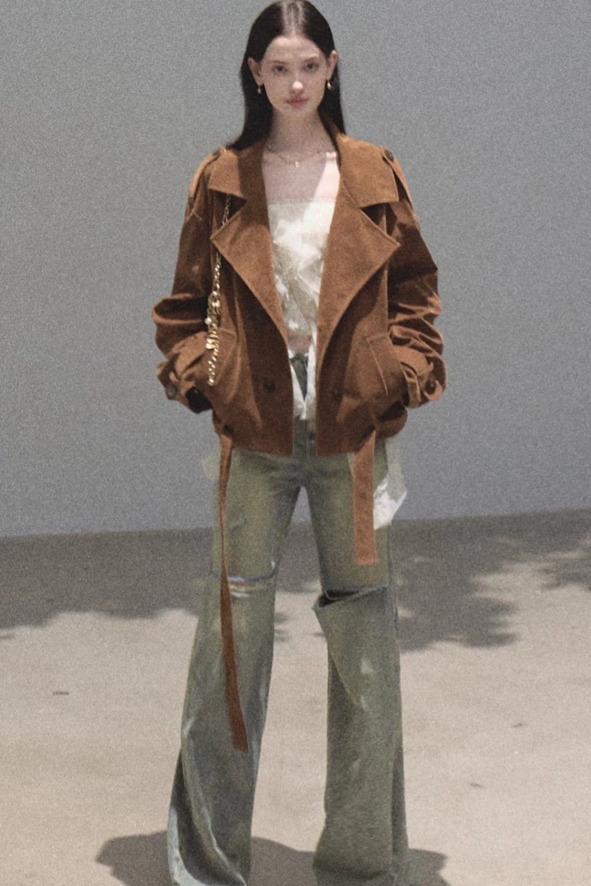 Vintage Distressed Ripped Denim Long Pants