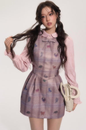 Vintage Doll Collar Shirt With Tie