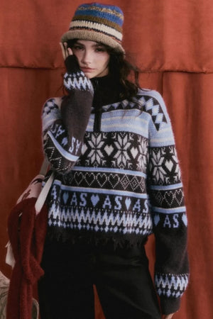Vintage Fair Isle Tassel Sweater