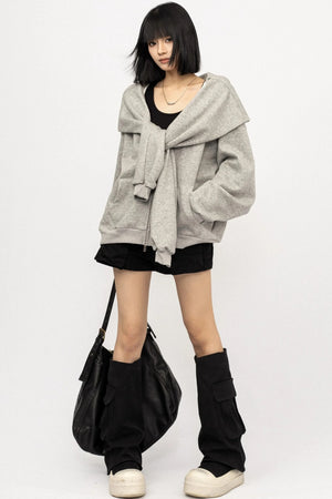 Vintage Fake Two-Piece Hooded Jacket