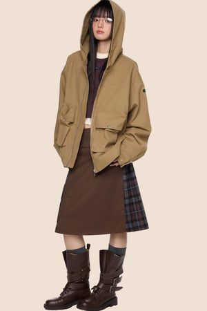 Vintage Fall Hooded Zip Jacket
