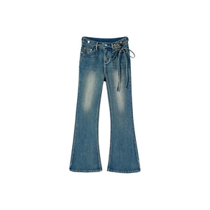 Vintage Flared Belt Jeans Pants