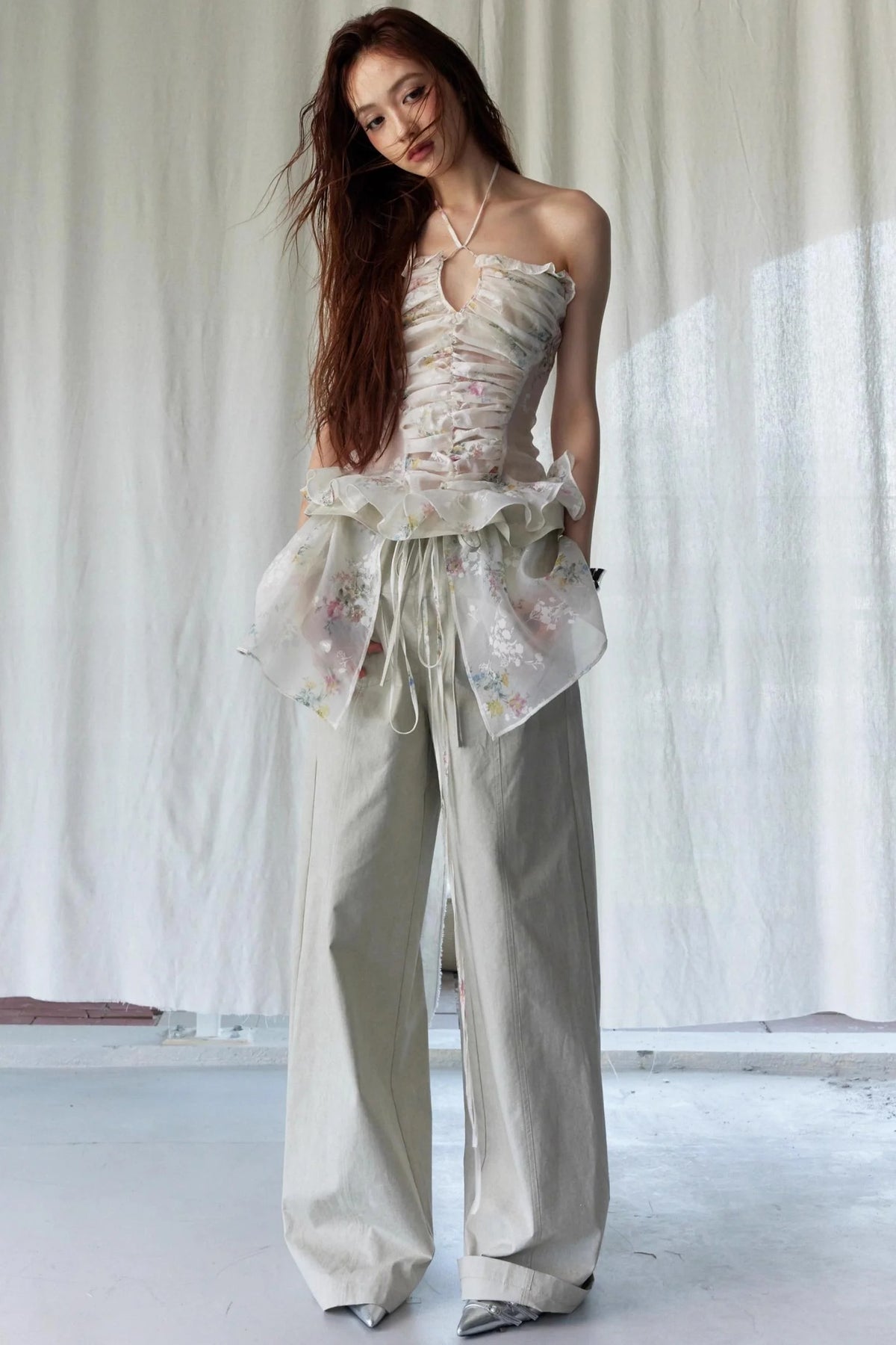 Vintage Floral Peplum Tank Top