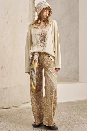 Vintage Flower Straight Jeans
