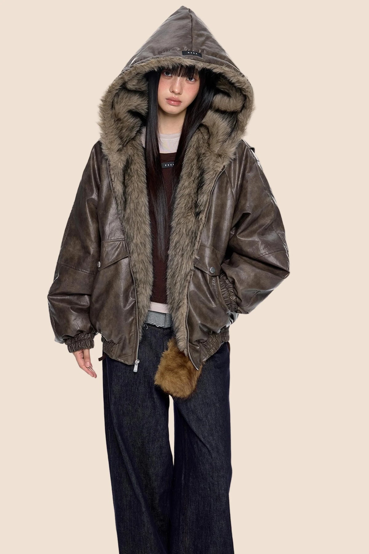 Vintage Fur Hooded Jacket