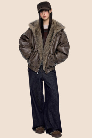 Vintage Fur Hooded Jacket