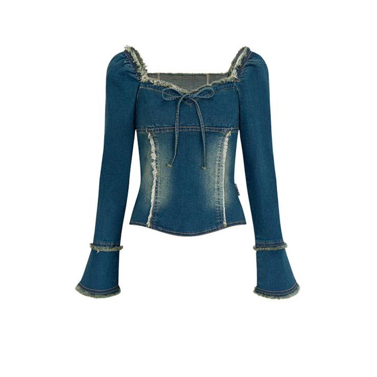 Vintage Fur Trim Denim Top