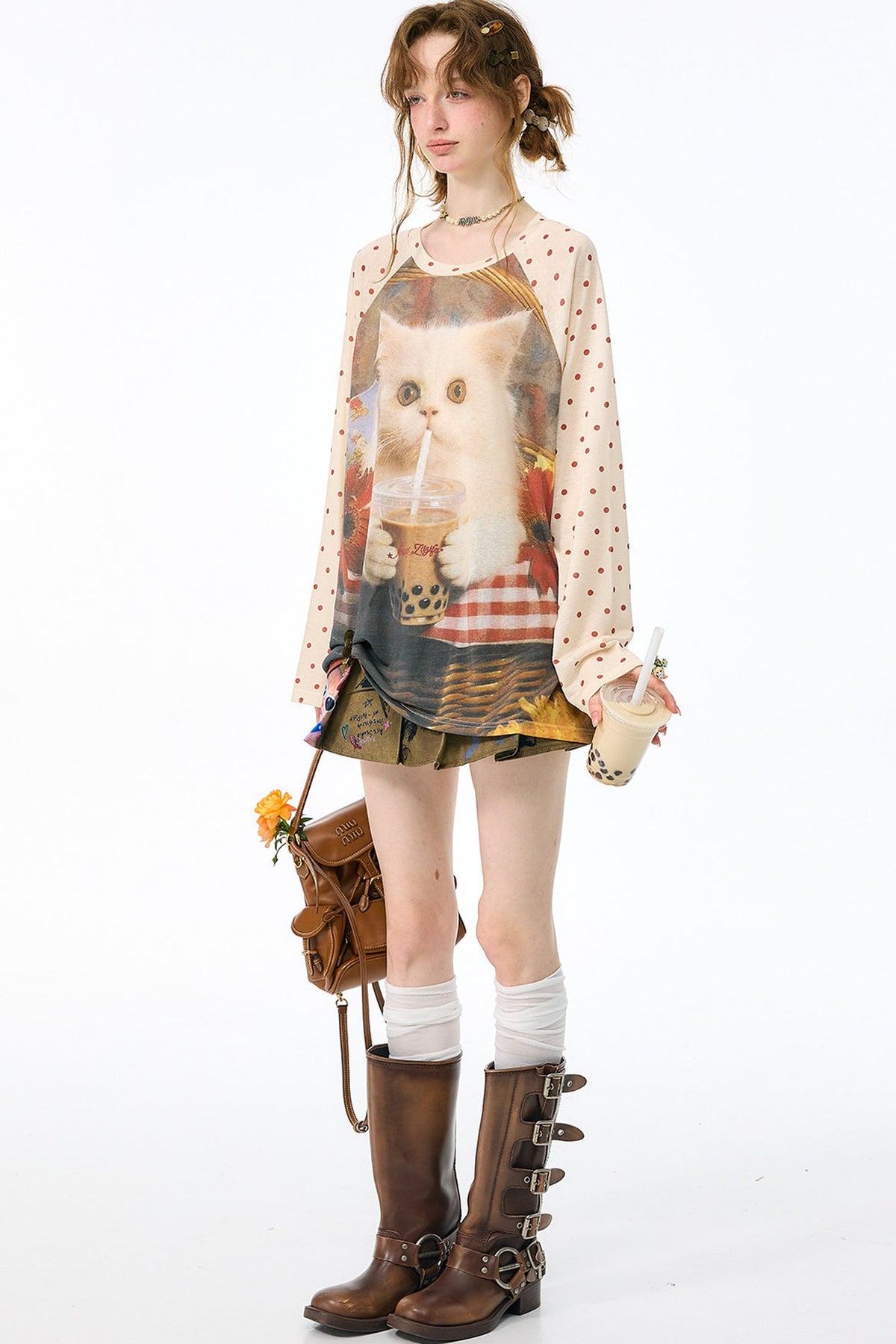 Vintage Graffiti Pleated Skirt