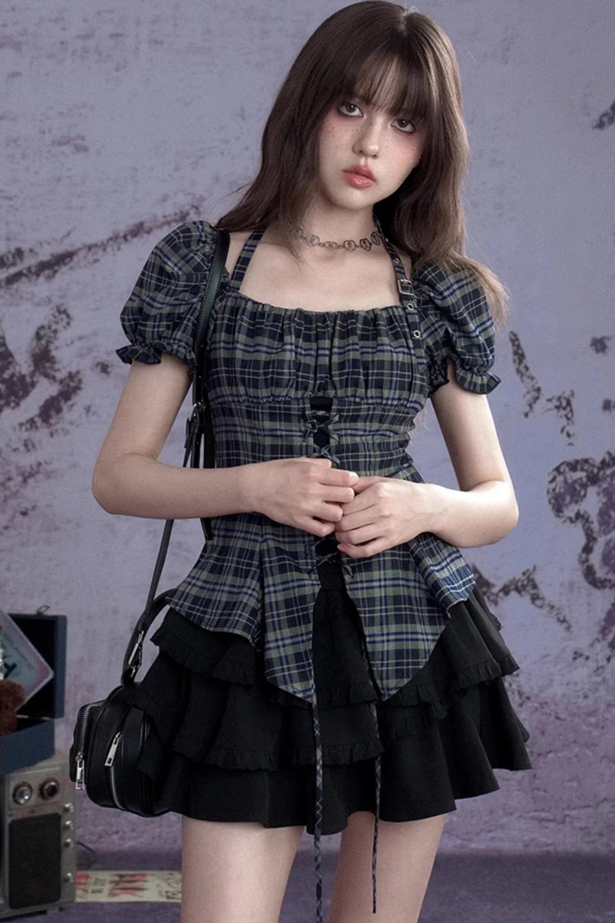 Vintage Green Check Slim Shirt