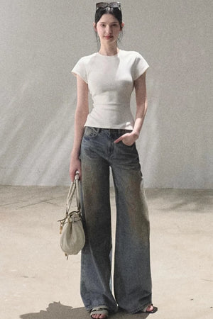 Vintage Hand-Painted Jeans Set
