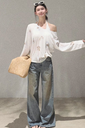 Vintage Hand-Painted Jeans Set