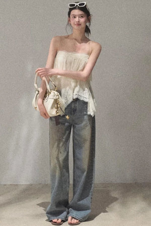 Vintage Hand-Painted Jeans Set