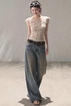 Vintage Hand-Painted Jeans Set