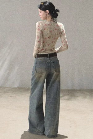 Vintage Hand-Painted Jeans Set