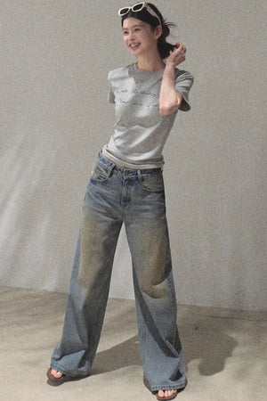 Vintage Hand-Painted Jeans Set
