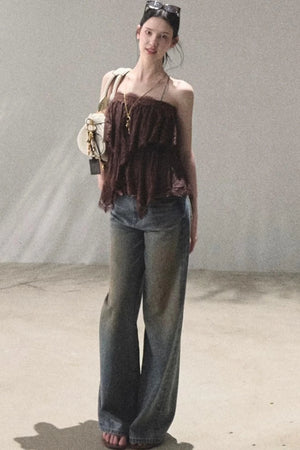 Vintage Hand-Painted Jeans Set