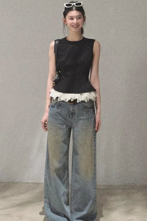 Vintage Hand-Painted Jeans Set