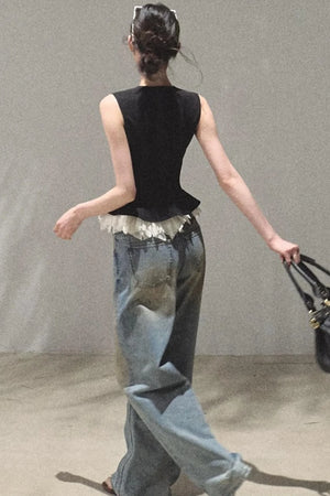 Vintage Hand-Painted Jeans Set