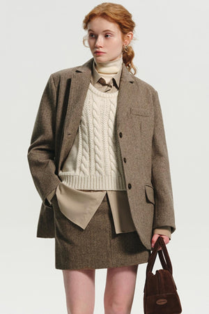 Vintage Herringbone Wool Suit Set-Up