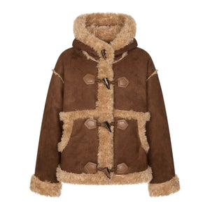 Vintage Horn Suede Hooded Jacket