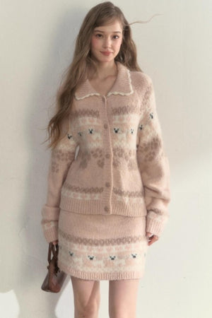 Vintage Knit College Style Sweater Set-Up
