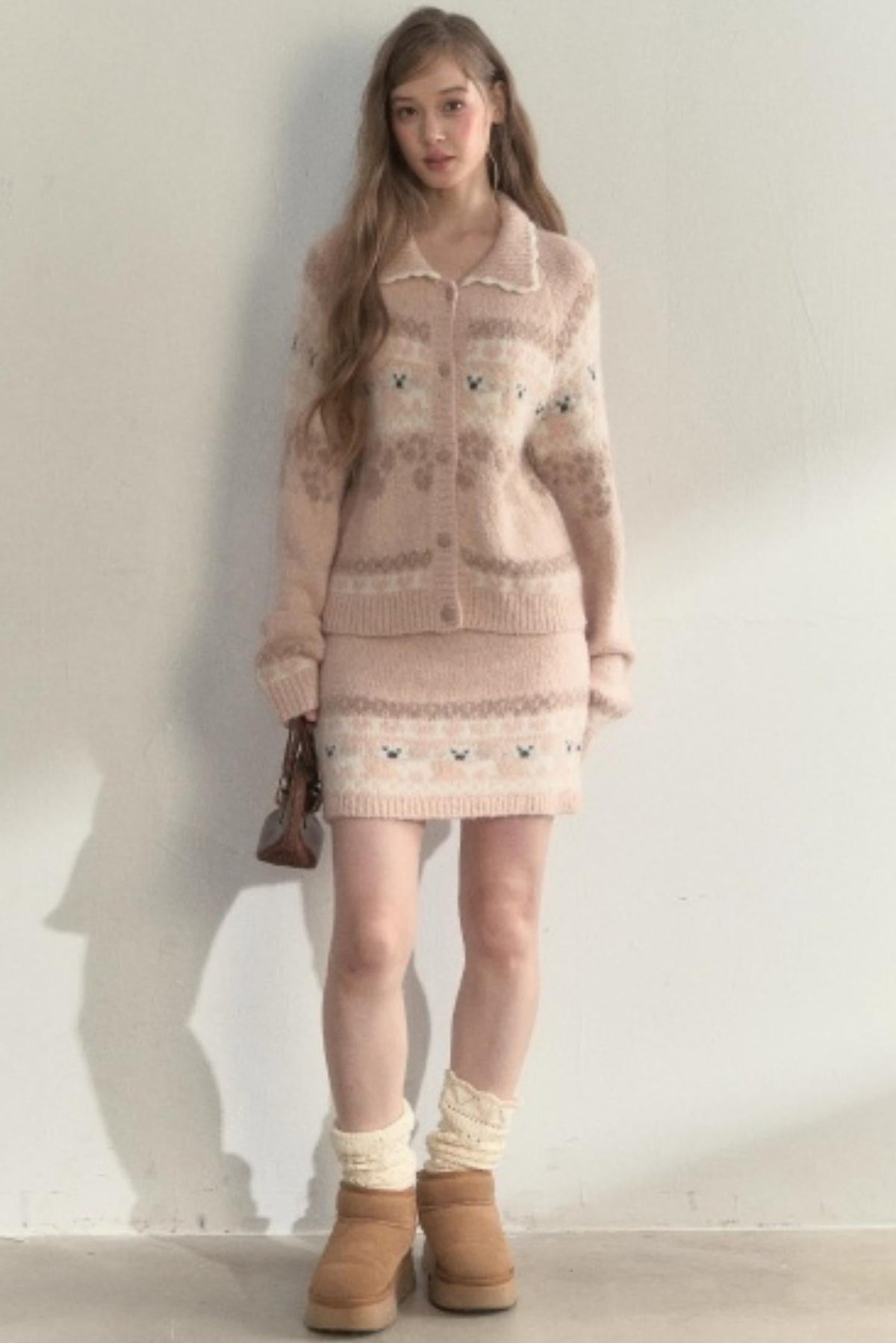 Vintage Knit College Style Sweater Set-Up