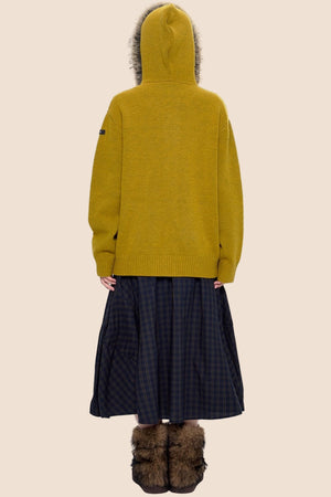 Vintage Knit Hooded Cardigan