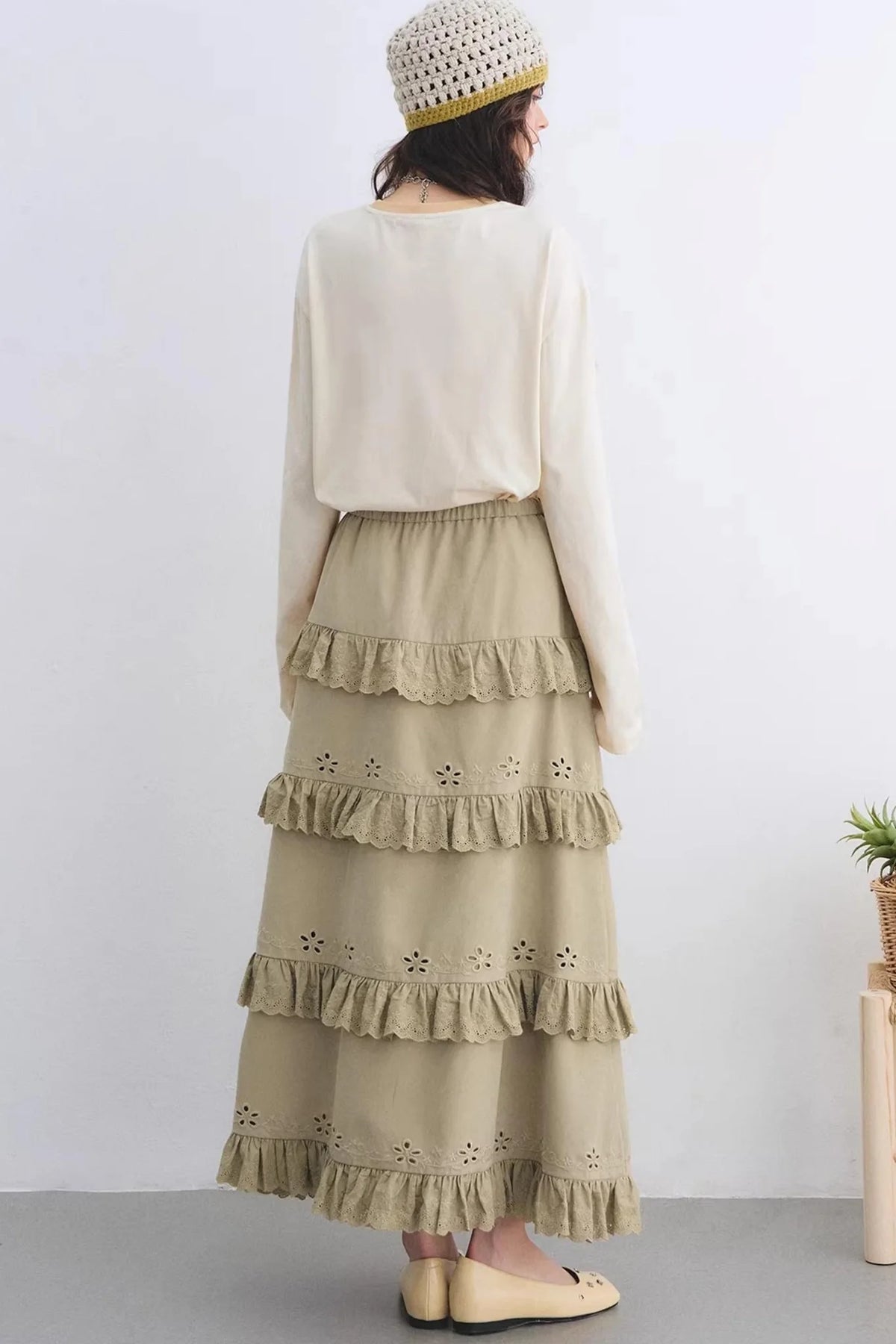 Vintage Lace Embroidery Skirt Set-Up