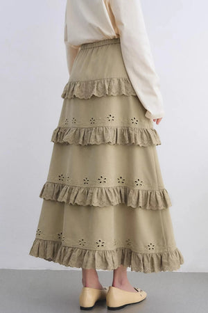 Vintage Lace Embroidery Skirt Set-Up