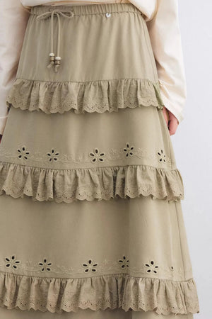 Vintage Lace Embroidery Skirt Set-Up