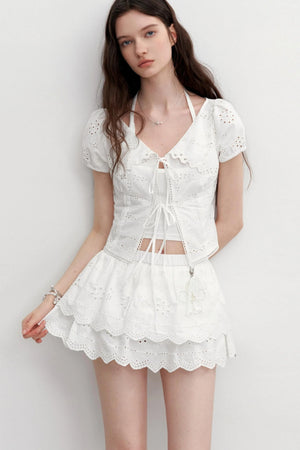 Vintage Lace Flower Asymmetrical Skirt Set-Up