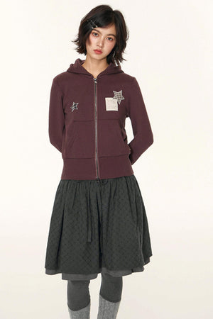 Vintage Lace-Up Plaid Puffy A-Line Skirt