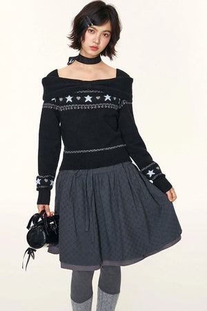 Vintage Lace-Up Plaid Puffy A-Line Skirt