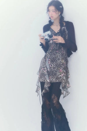 Vintage Leopard Print V-Neck Dress