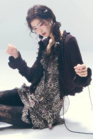 Vintage Leopard Print V-Neck Dress