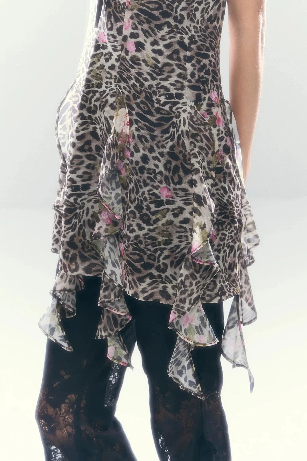 Vintage Leopard Print V-Neck Dress