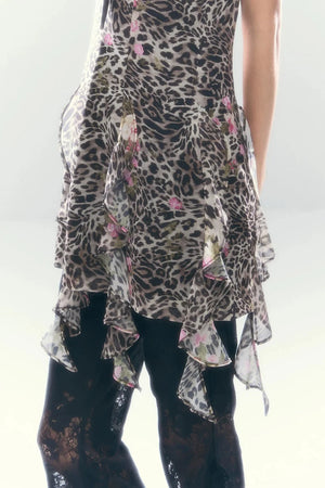 Vintage Leopard Print V-Neck Dress
