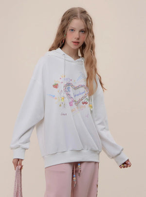 Vintage Long Sleeve Loose Knit Hooded Sweatshirt