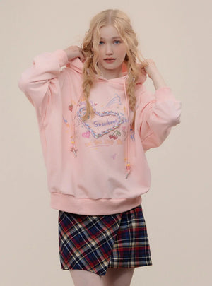 Vintage Long Sleeve Loose Knit Hooded Sweatshirt