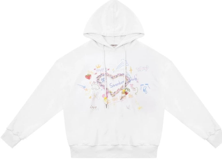 Vintage Long Sleeve Loose Knit Hooded Sweatshirt