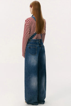 Vintage Loose Denim Bib Pants
