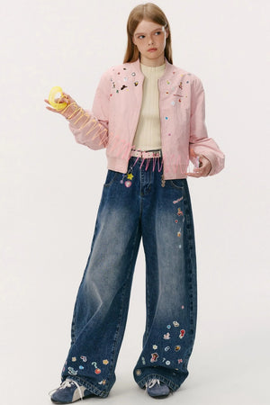 Vintage Loose Denim Bib Pants
