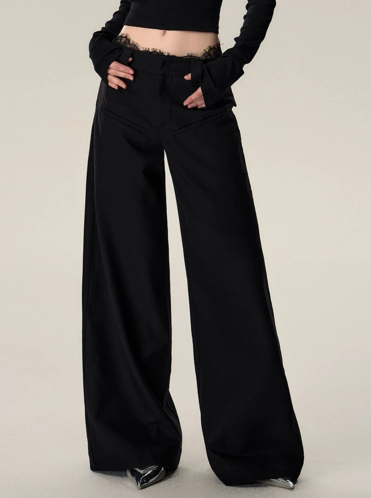 Vintage Loose Wool Low Rise Casual Pants