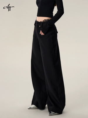 Vintage Loose Wool Low Rise Casual Pants