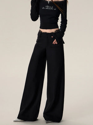 Vintage Loose Wool Low Rise Casual Pants