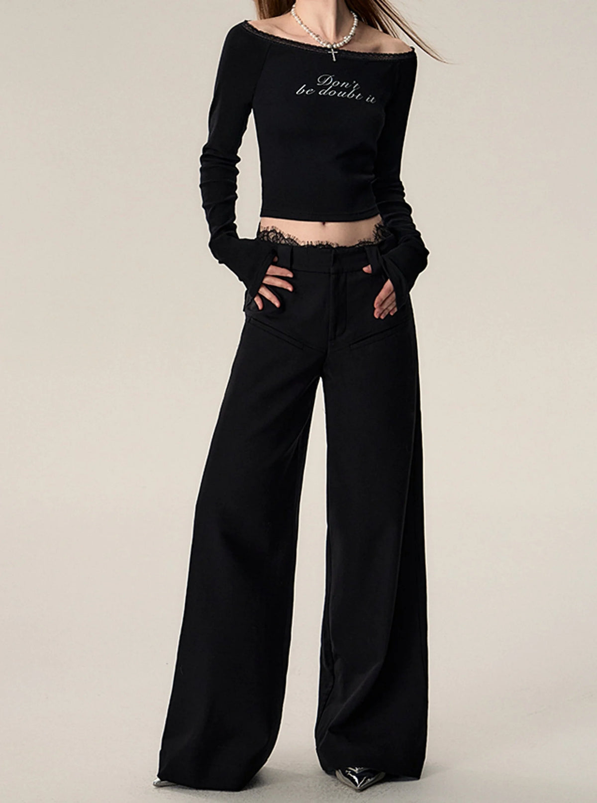 Vintage Loose Wool Low Rise Casual Pants