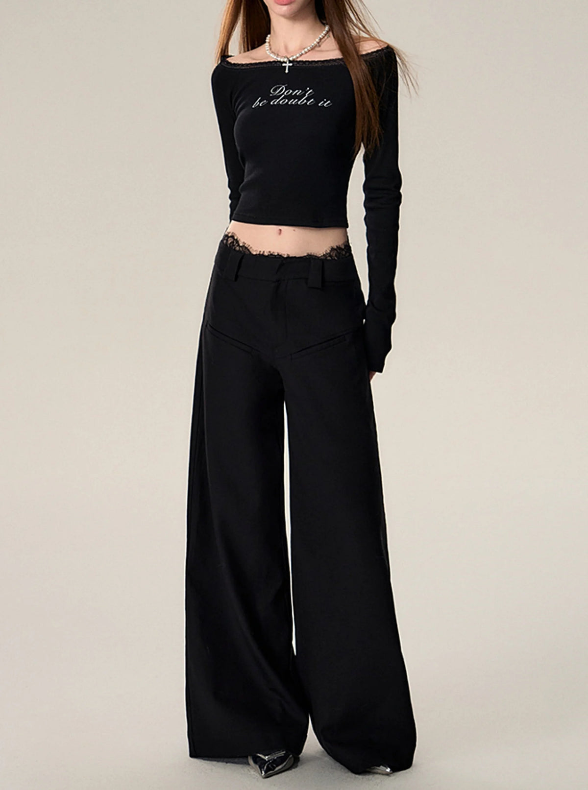 Vintage Loose Wool Low Rise Casual Pants