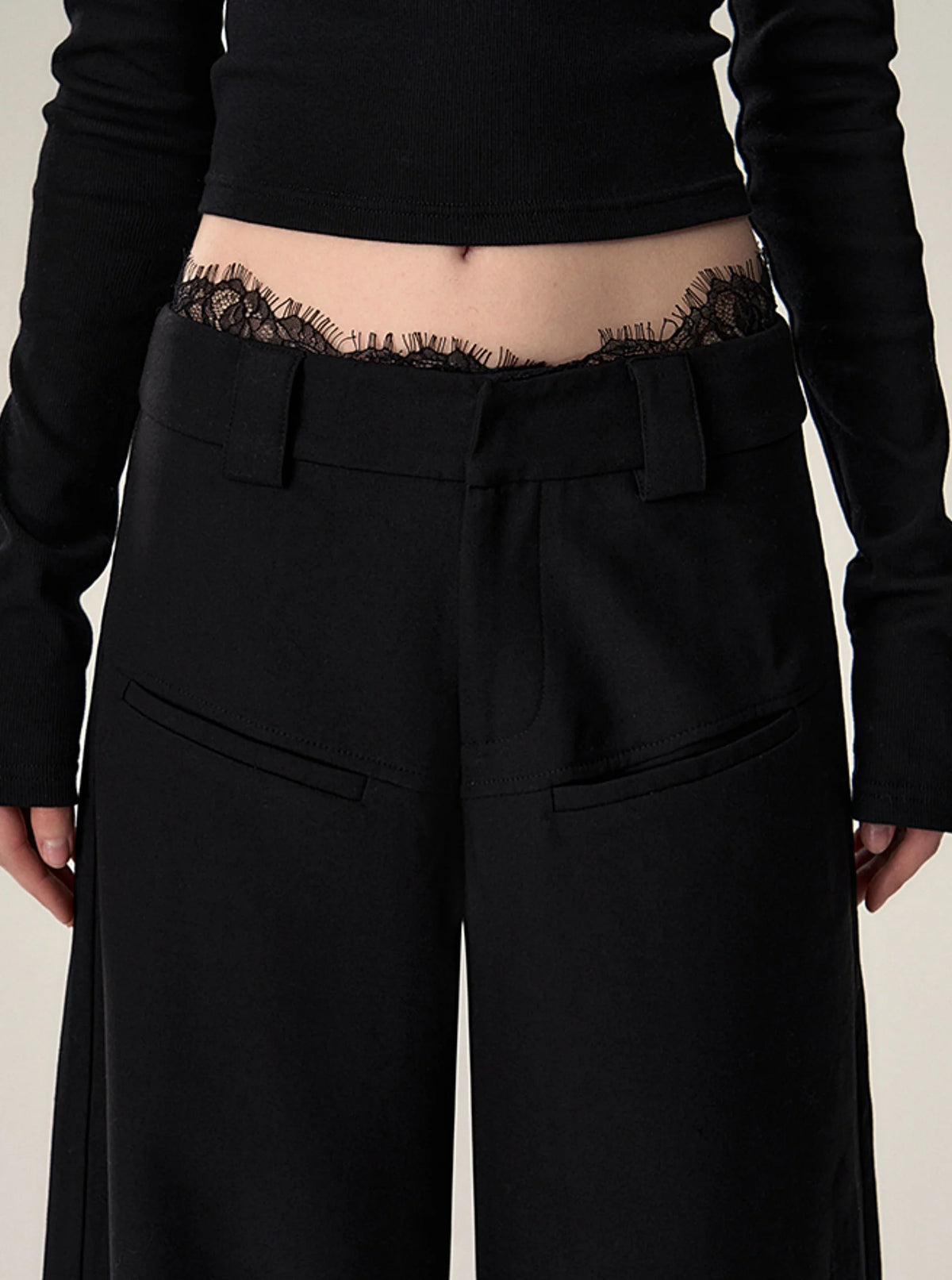 Vintage Loose Wool Low Rise Casual Pants